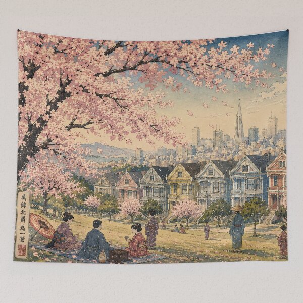 Artikelvorschau, Kirschblüten bei den Painted Ladies entworfen und verkauft von UkiyoCities.
