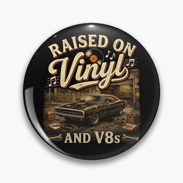 Item preview, Raised On Vinyl And V8s Retro Garage designed and sold by LunaMagicStudio.