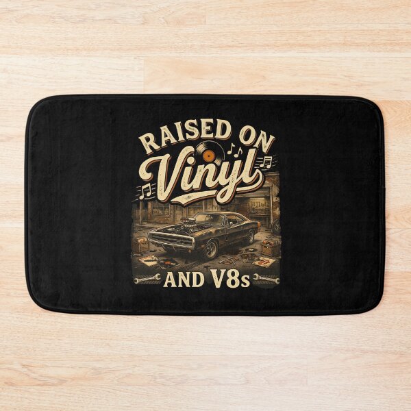 Item preview, Raised On Vinyl And V8s Retro Garage designed and sold by LunaMagicStudio.