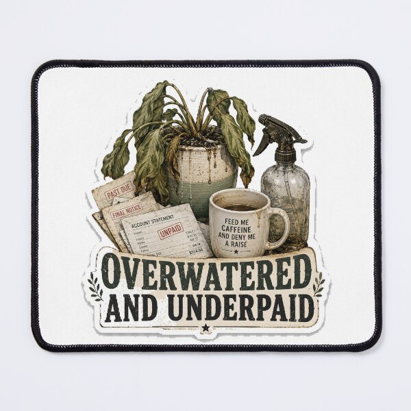 Item preview, Overwatered and Underpaid designed and sold by InkWanderStudio.