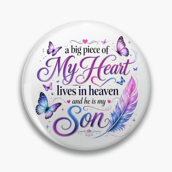 Item preview, My Son Lives In Heaven Memorial Butterfly Heart  designed and sold by OleOleStore.