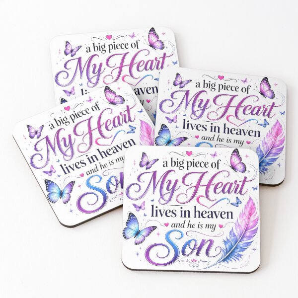 Item preview, My Son Lives In Heaven Memorial Butterfly Heart  designed and sold by OleOleStore.