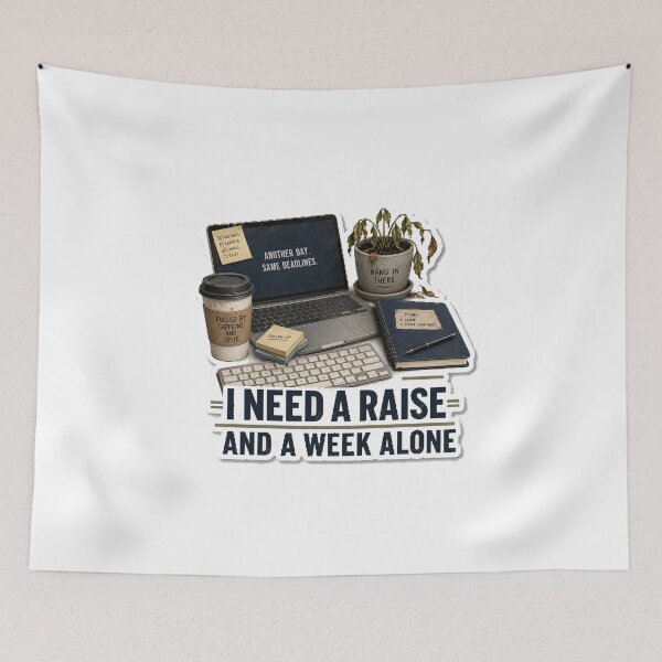 Item preview, I Need a Raise and a Week Alone designed and sold by InkWanderStudio.