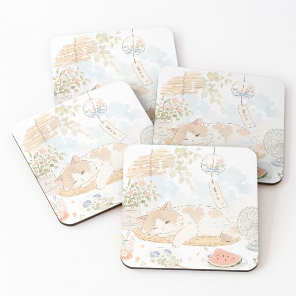 Item preview, Lazy Summer Cat Nap - Cute Watercolor Illustration designed and sold by Tingmade Studio.