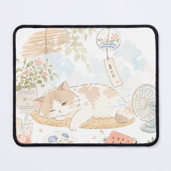 Item preview, Lazy Summer Cat Nap - Cute Watercolor Illustration designed and sold by Tingmade Studio.