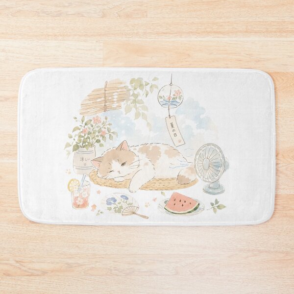 Item preview, Lazy Summer Cat Nap - Cute Watercolor Illustration designed and sold by Tingmade Studio.