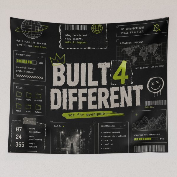Item preview, Built 4 Different – Discipline, Growth & Self-Improvement Streetwear Design designed and sold by NBT-NOVA.