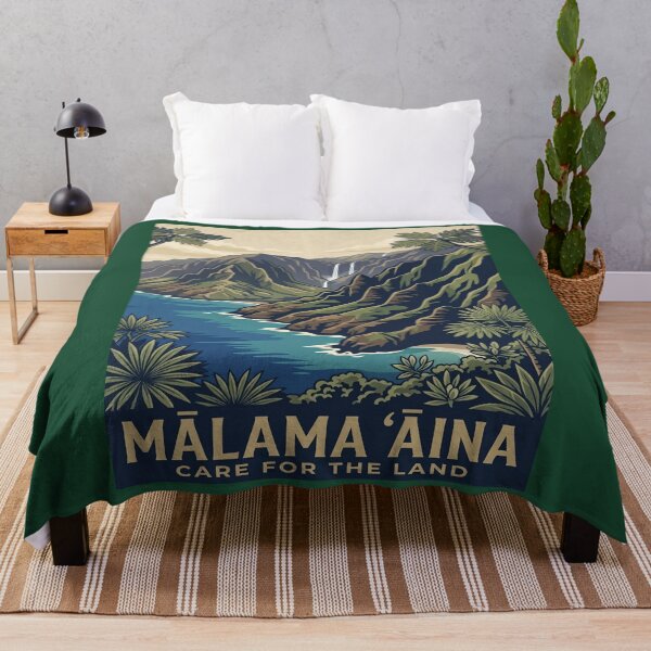 Item preview, Malama Aina Care for the Land — Na Pali Coast Kauai Hawaii Conservation Art Print designed and sold by MālamaThreads.