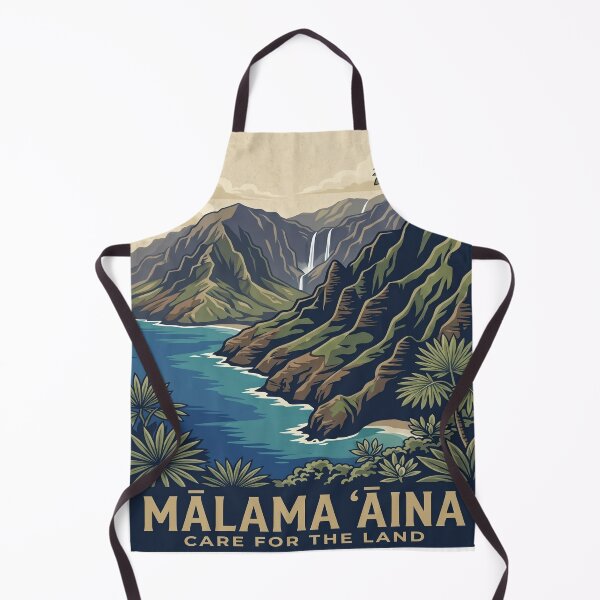 Item preview, Malama Aina Care for the Land — Na Pali Coast Kauai Hawaii Conservation Art Print designed and sold by MālamaThreads.