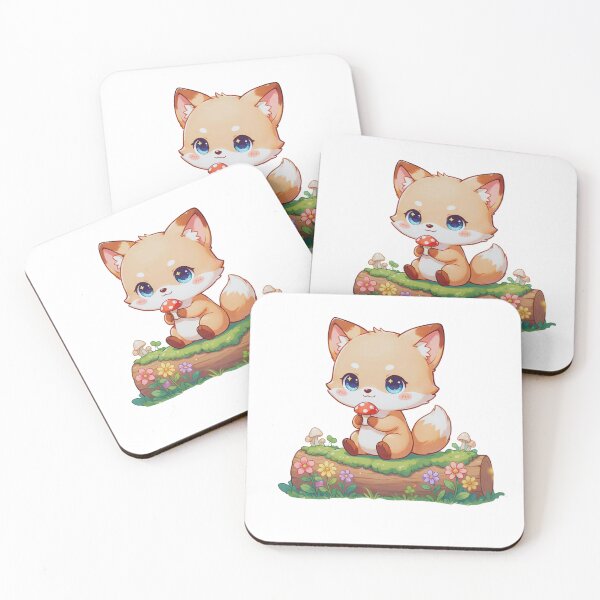 Item preview, Cute Forest Fox on Log with Mushrooms Illustration designed and sold by Gabe1983.