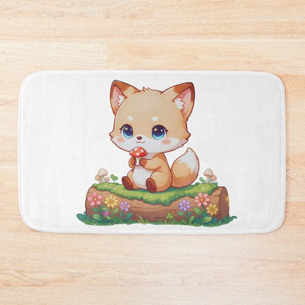 Item preview, Cute Forest Fox on Log with Mushrooms Illustration designed and sold by GabeMountainArt.