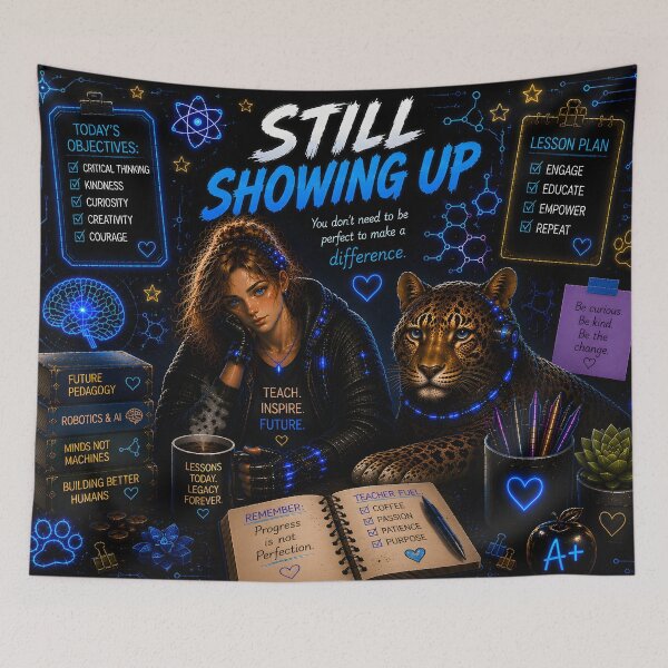 Item preview, Still Showing Up Cyber Teacher Leopard designed and sold by Omni Craft .