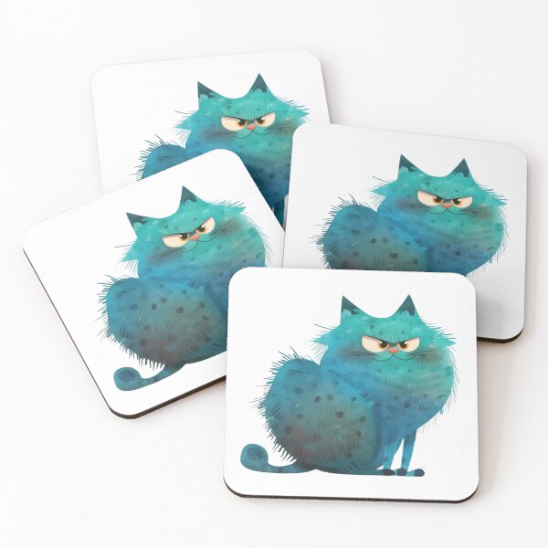 Item preview, Grumpy Fat Blue Cat Funny Cartoon Art designed and sold by CraftmintCA.