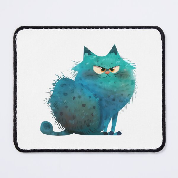 Item preview, Grumpy Fat Blue Cat Funny Cartoon Art designed and sold by CraftmintCA.