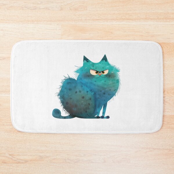 Item preview, Grumpy Fat Blue Cat Funny Cartoon Art designed and sold by CraftmintCA.