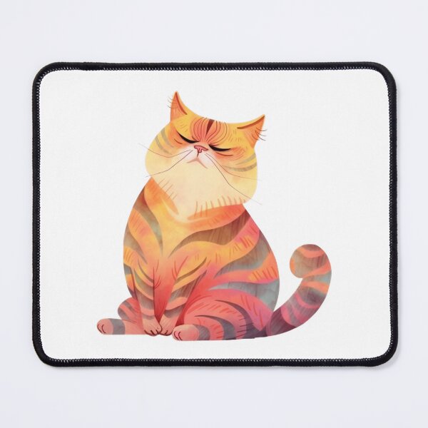 Item preview, Fluffy Rainbow Fat Cat Sleeping Watercolor Art designed and sold by CraftmintCA.