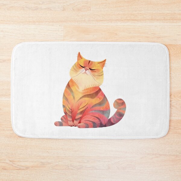 Item preview, Fluffy Rainbow Fat Cat Sleeping Watercolor Art designed and sold by CraftmintCA.