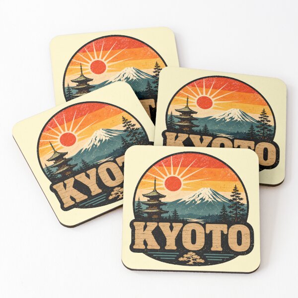 Item preview, Vintage Kyoto Japan Retro Mountain Sunset designed and sold by Imaginationbeyond.