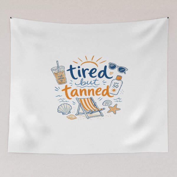 Item preview, Tired but Tanned Summer Aesthetic | Beach Vibes, Iced Coffee, SPF, Sunglasses & Coastal Relaxation designed and sold by Bright Nest Studio.