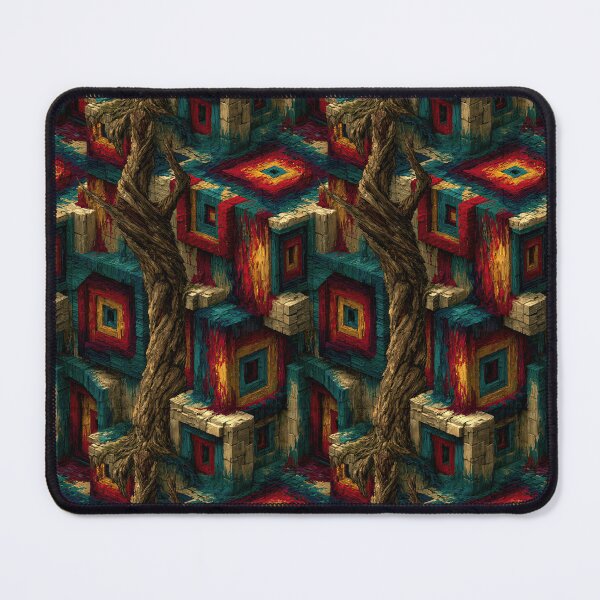 Item preview, Red and Blue Geometric Cube Maze Pattern designed and sold by Piotrek0001.