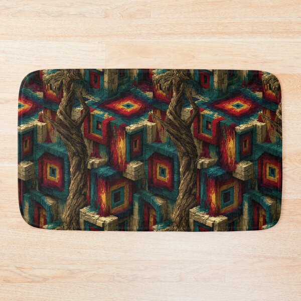 Item preview, Red and Blue Geometric Cube Maze Pattern designed and sold by Piotrek0001.