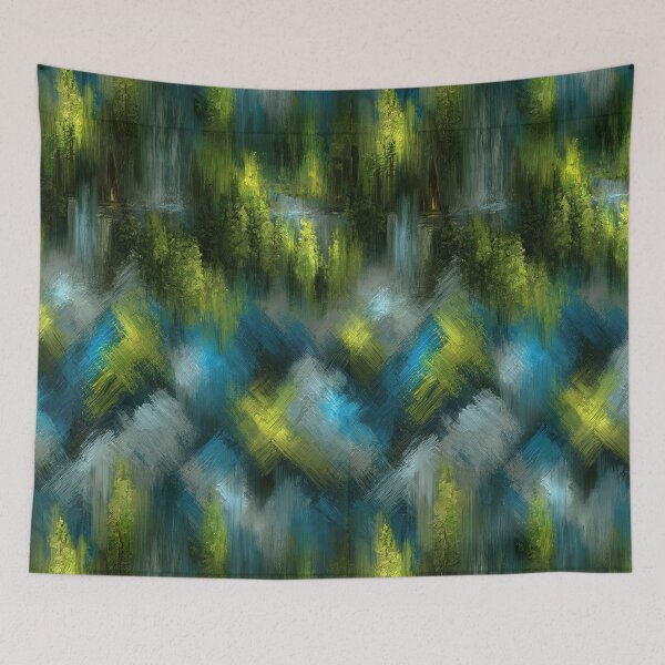 Item preview, Dark Abstract Green and Yellow Painted Forest designed and sold by Piotrek0001.