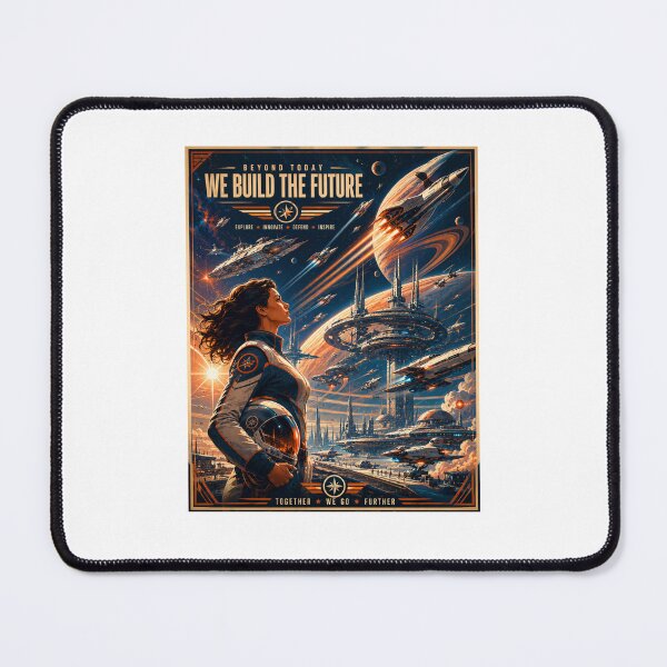 Item preview, We Build the Future – Retro Futurism Space Colony designed and sold by Fleetwood1994.