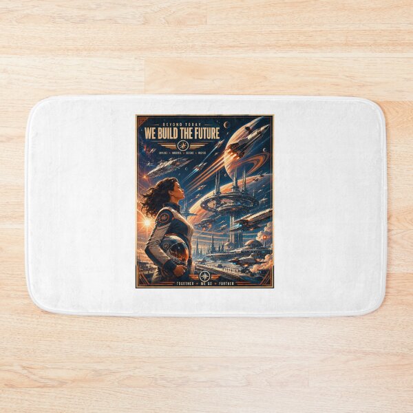Item preview, We Build the Future – Retro Futurism Space Colony designed and sold by Fleetwood1994.