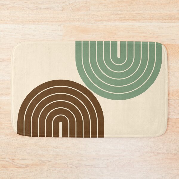 Item preview, Mid Century Modern Geometric Arches - Minimalist Terracotta and Sage Green Throw Pillow designed and sold by nineFlorals.