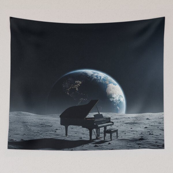 Item preview, Piano on the Moon designed and sold by TheDenimArt.