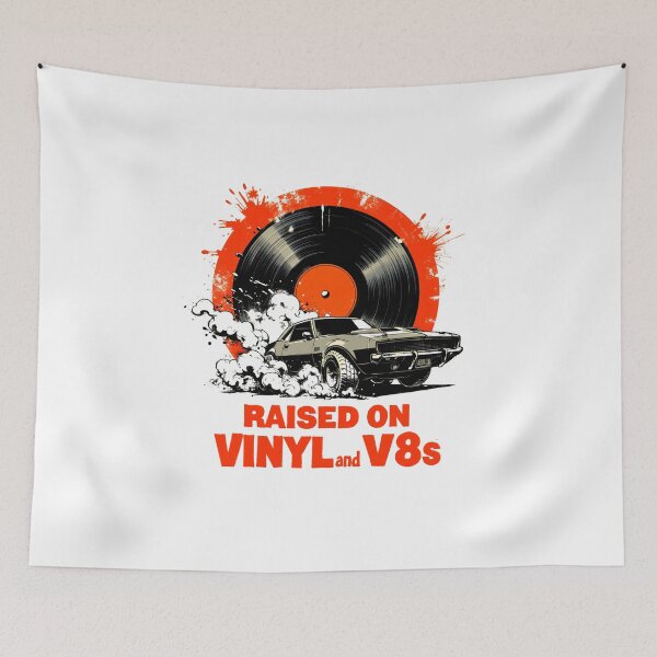 Item preview, Raised On Vinyl And V8s Burnout Muscle Car designed and sold by LunaMagicStudio.