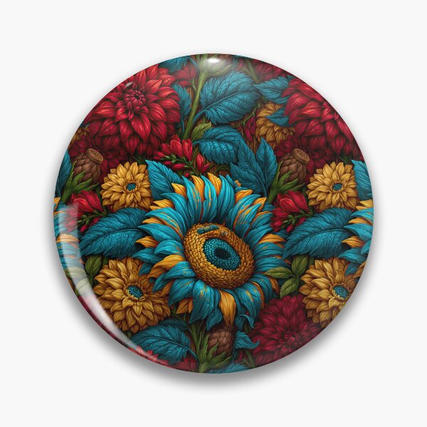 Item preview, Vibrant Red and Teal Floral Dahlia Pattern designed and sold by Piotrek0001.