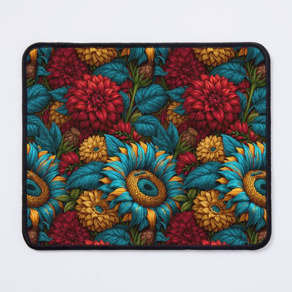 Item preview, Vibrant Red and Teal Floral Dahlia Pattern designed and sold by Piotrek0001.