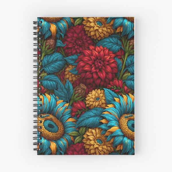 Item preview, Vibrant Red and Teal Floral Dahlia Pattern designed and sold by Piotrek0001.