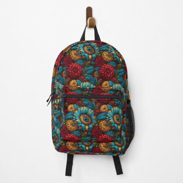 Item preview, Vibrant Red and Teal Floral Dahlia Pattern designed and sold by Piotrek0001.