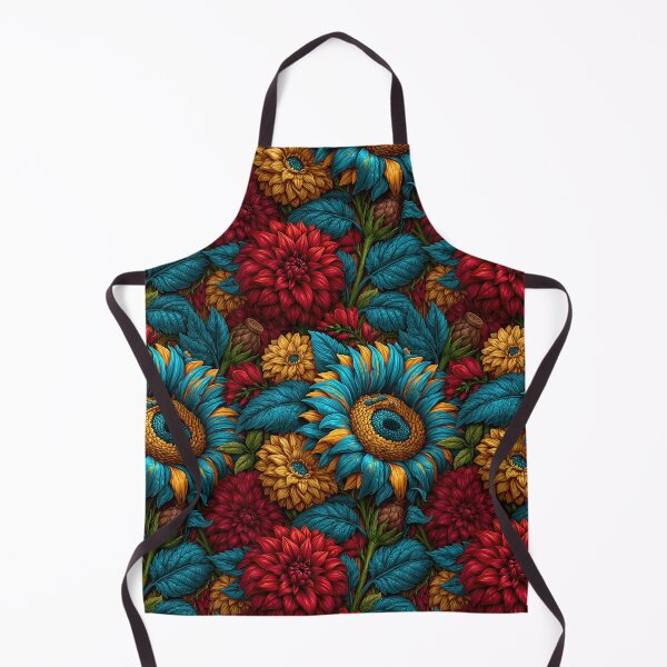 Item preview, Vibrant Red and Teal Floral Dahlia Pattern designed and sold by Piotrek0001.
