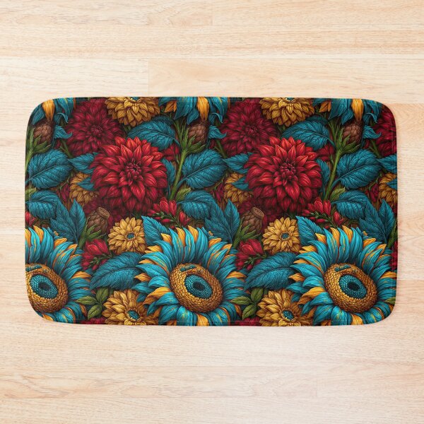 Item preview, Vibrant Red and Teal Floral Dahlia Pattern designed and sold by Piotrek0001.