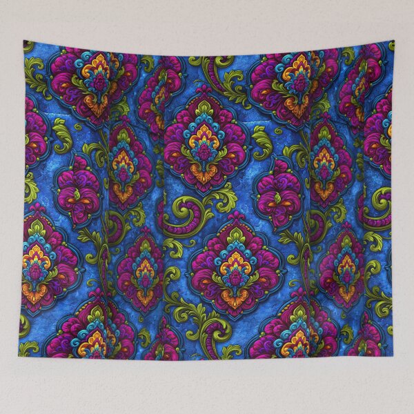 Item preview, Ornate Blue and Purple Paisley Floral Damask designed and sold by Piotrek0001.