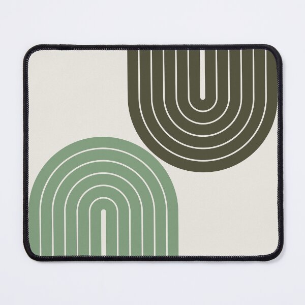 Item preview, Mid Century Modern Geometric Arches - Minimalist Olive and Sage Green Throw Pillow designed and sold by nineFlorals.