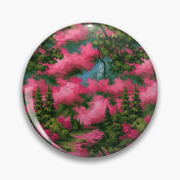 Item preview, Vibrant Pink Clouds Over Green Forest designed and sold by Piotrek0001.