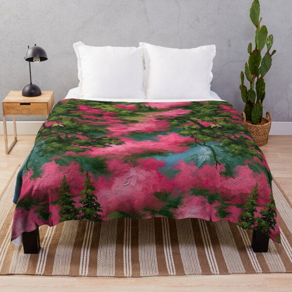Item preview, Vibrant Pink Clouds Over Green Forest designed and sold by Piotrek0001.