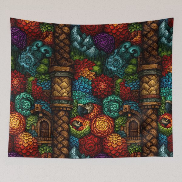 Item preview, Intricate Colorful Carved Totem Wood Texture designed and sold by Piotrek0001.