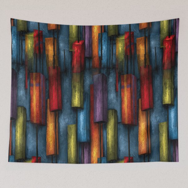Item preview, Colorful Vertical Blocks on Blue Background designed and sold by Piotrek0001.