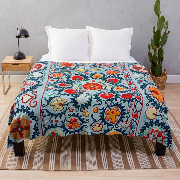 Item preview, Uzbekistan Bukhara Suzani Embroidery Print designed and sold by Vicky Brago-Mitchell®.