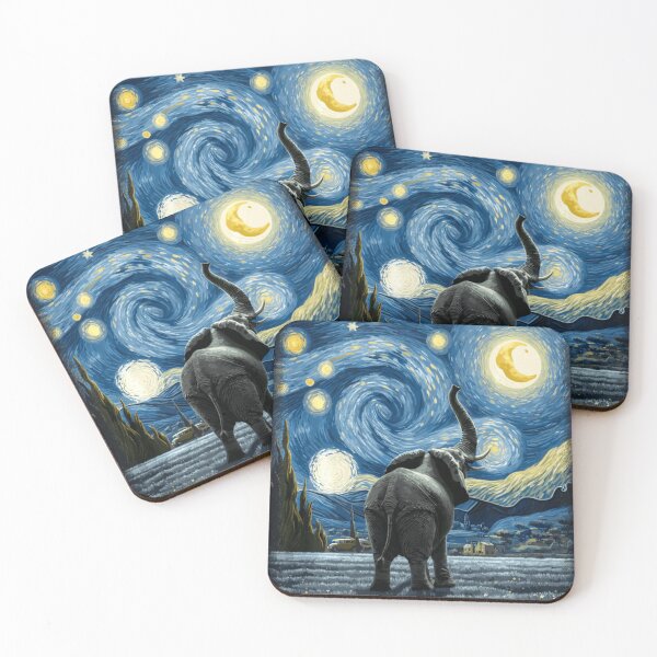 Item preview, Elephant Star Gazer Artistic Van Gogh Starry Night Elephant designed and sold by antoniaautzer.