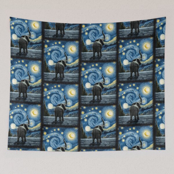 Item preview, Elephant Star Gazer Artistic Van Gogh Starry Night Elephant designed and sold by antoniaautzer.