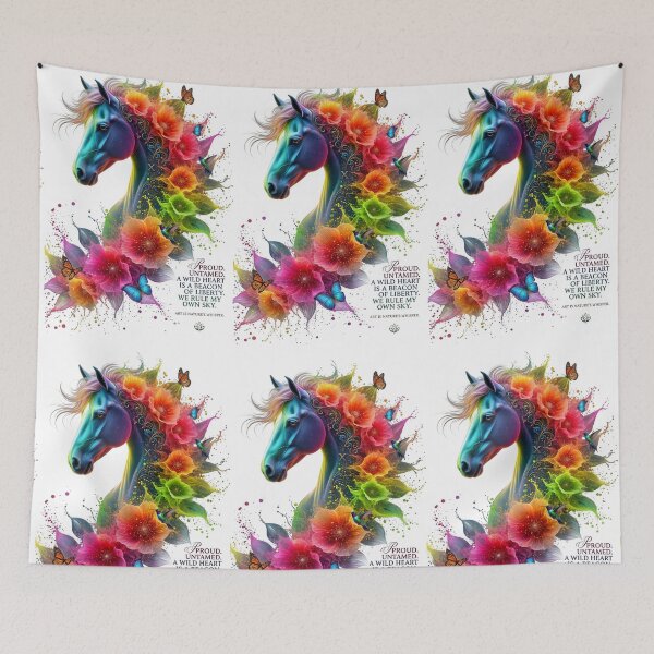 Item preview, Colorful Horse Floral Wild Heart designed and sold by Sovereign Supply Co..