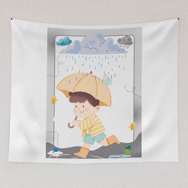 Item preview, Little boy walk fast train take your umbrella  designed and sold by Berryegale .