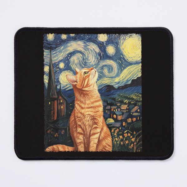 Item preview, Modern Art Painting Van Gogh Starry Night Tabby Cat  designed and sold by antoniaautzer.