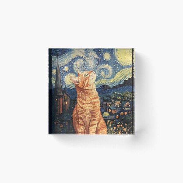 Item preview, Modern Art Painting Van Gogh Starry Night Tabby Cat  designed and sold by antoniaautzer.